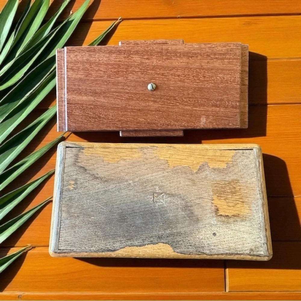 Handcrafted Wooden Trinket Box with Brass Knob – Artist Marked